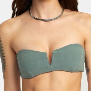 NWT RVCA GREETINGS V WIRE BANDEAU BIKINI TOP